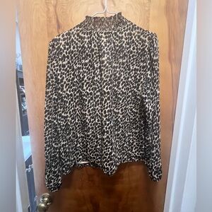 Leopard Print Long Sleeve Blouse